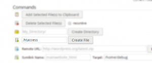 File creation within the control panel File Manager.